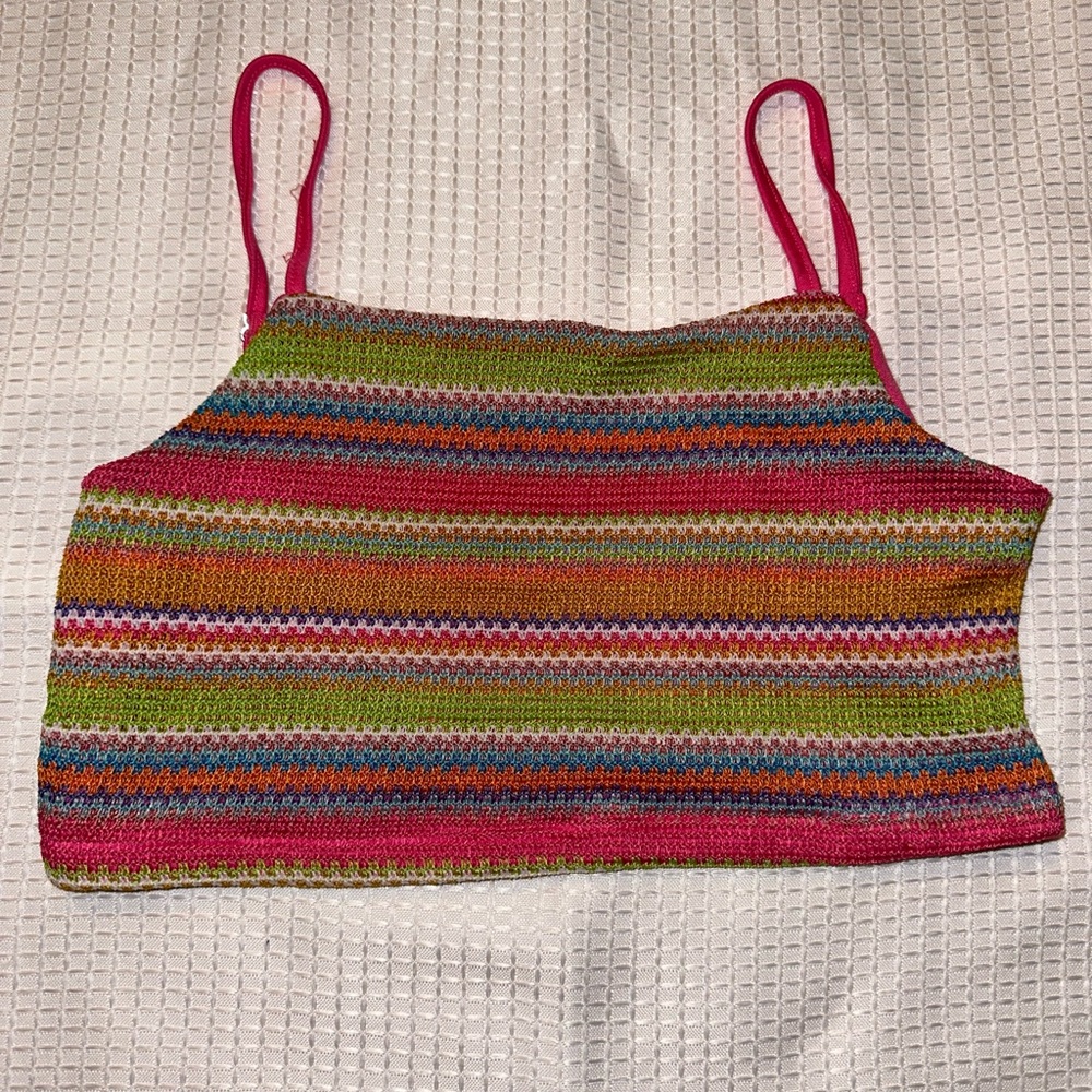 colorful textured crop tank